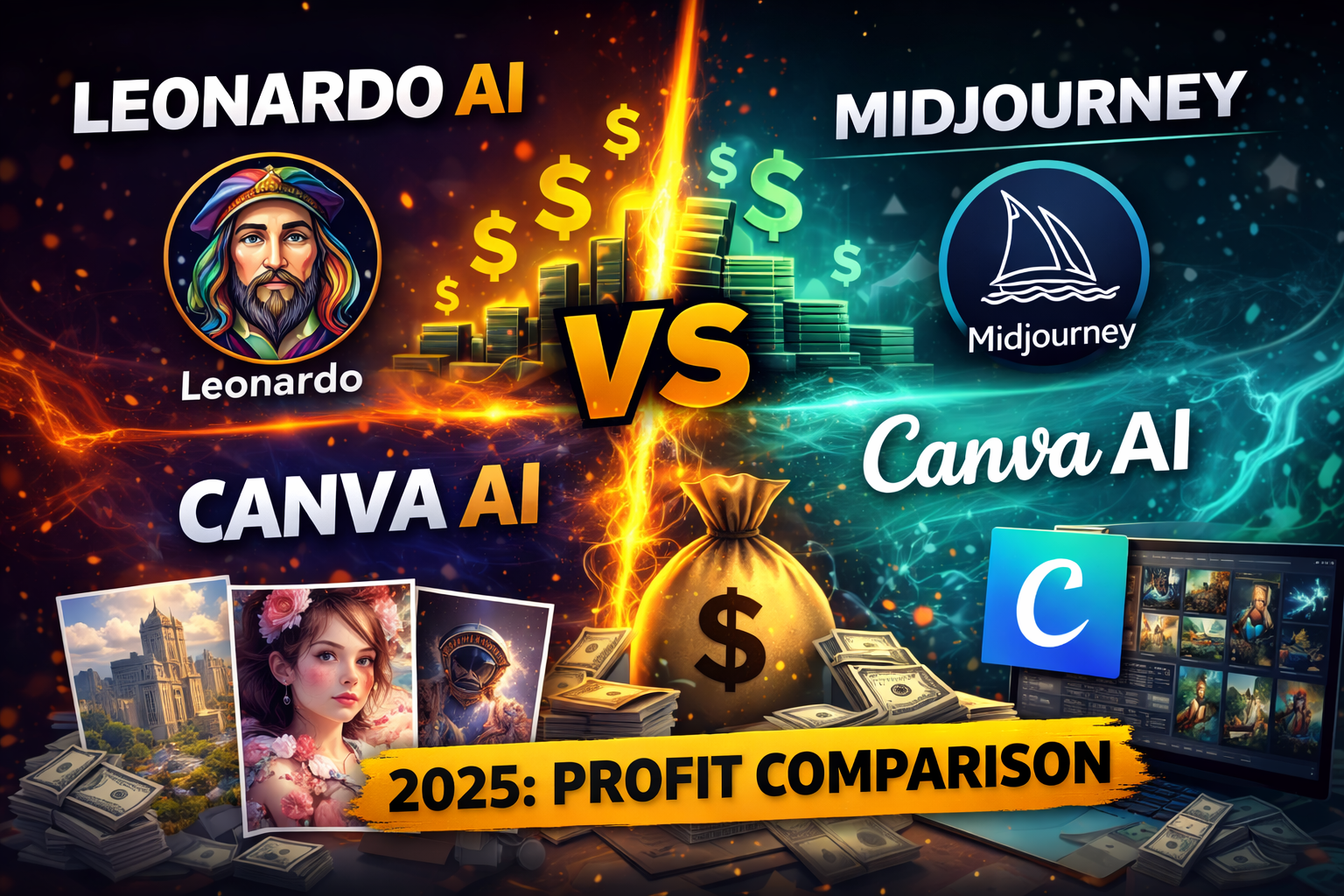 Leonardo AI vs Midjourney vs Canva: 2025 Profit Guide