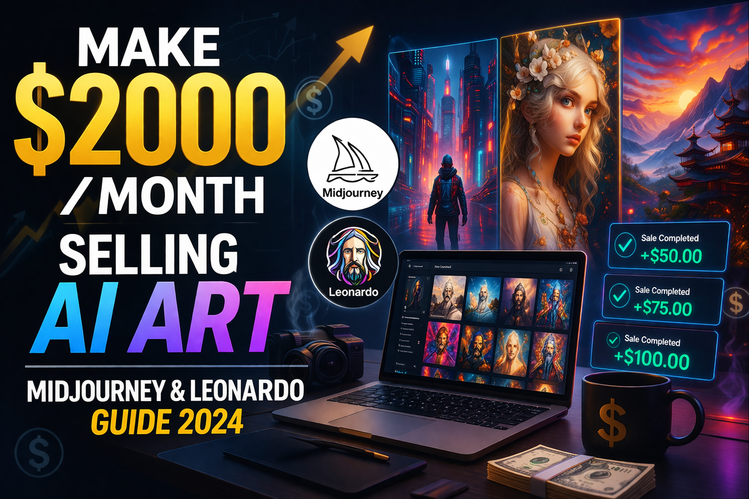 Make $2000/Month Selling AI Art: Midjourney & Leonardo Guide 2024